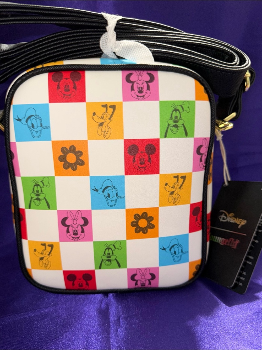 Loungefly Disney Multicolor Checker Mickey & Friends Crossbody - Picture 3 of 6